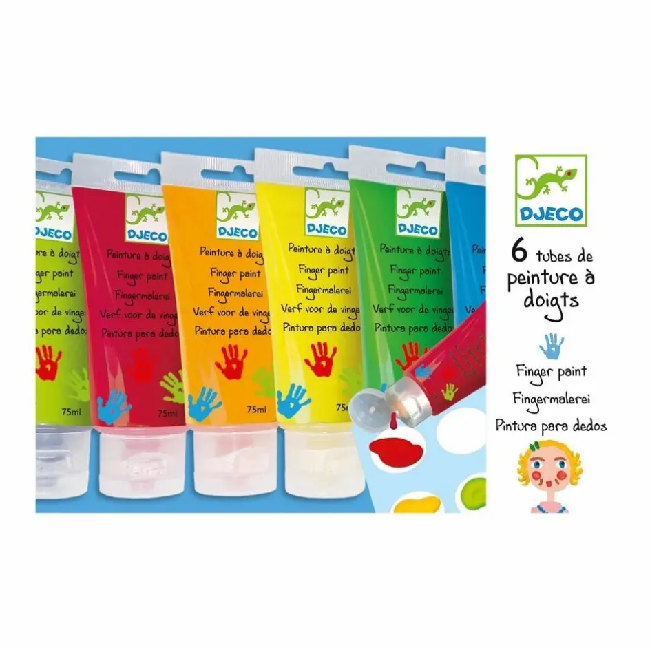 Djeco 6 Tubes de peinture à doigts| Loisirs Créatifs