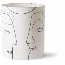 HKliving Abat-jour cylindre Visage en lin| Luminaires