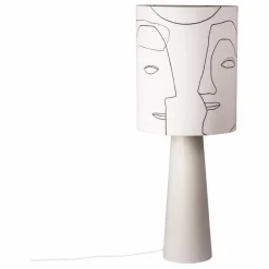HKliving Abat-jour cylindre Visage en lin| Luminaires