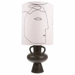 HKliving Abat-jour cylindre Visage en lin| Luminaires