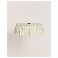 Sale Nobodinoz Abat-jour Vibes rayé en voile de coton bio | Turquoise