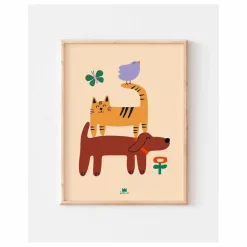 Sale Affiche Chien, Chat et Oiseau | Enfant Décoration Murale|Déco Murale Enfant