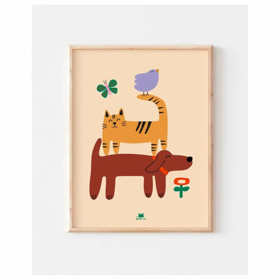 Sale Affiche Chien, Chat et Oiseau | Enfant Décoration Murale|Déco Murale Enfant