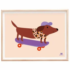 Outlet Ma petite vie Affiche Chien Skateur Multicolore