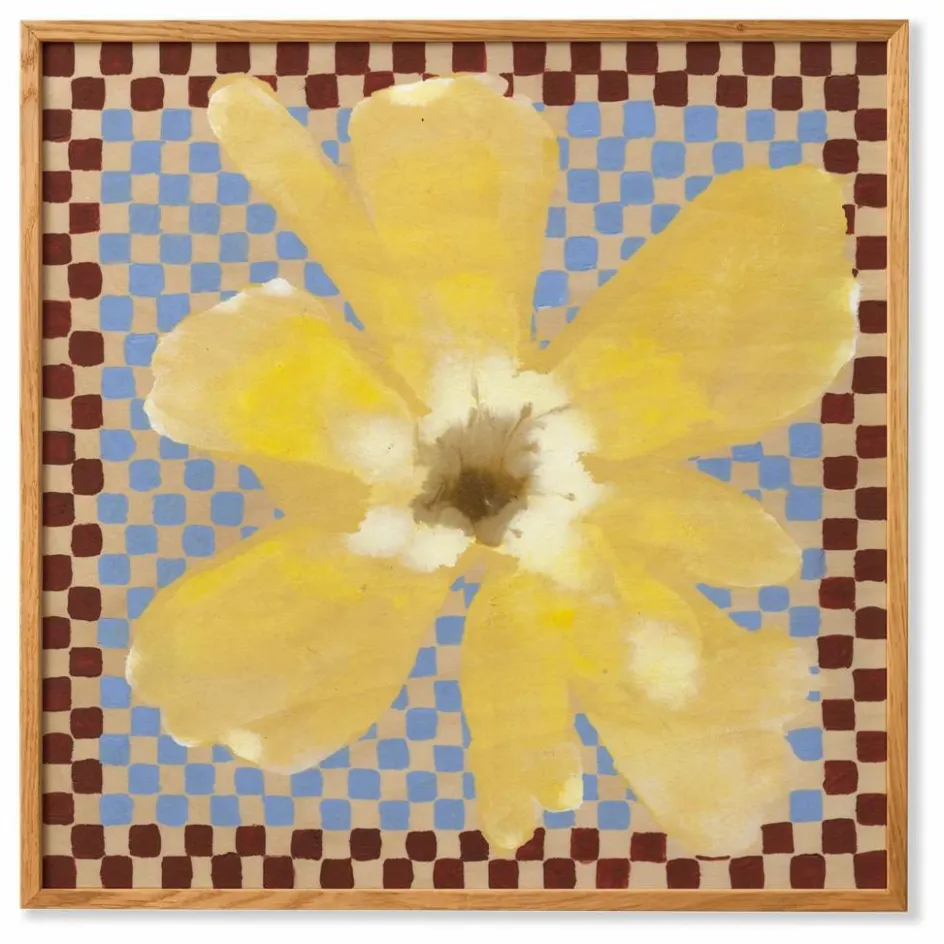 Clearance Paper Collective Affiche Flower with Checks 03 par Liat Greenberg Jaune