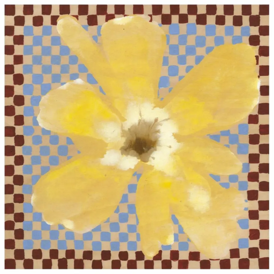 Clearance Paper Collective Affiche Flower with Checks 03 par Liat Greenberg Jaune