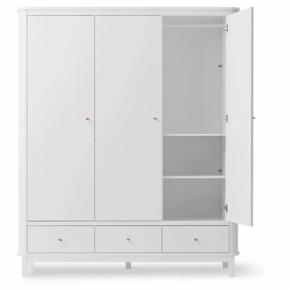 Hot Armoire 3 portes en bouleau 204x168 cm | Enfant Rangement Enfant