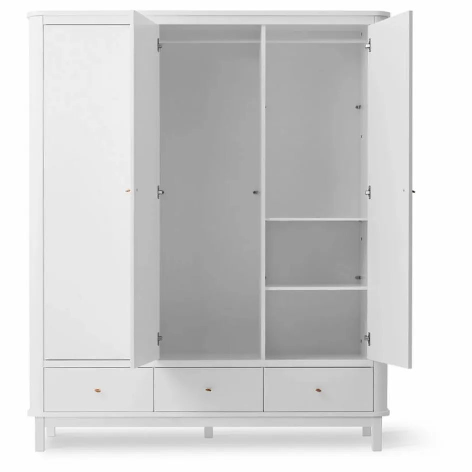 Hot Armoire 3 portes en bouleau 204x168 cm | Enfant Rangement Enfant