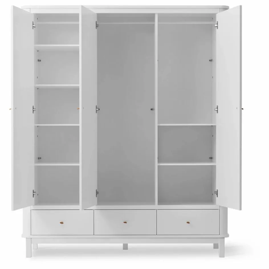 Hot Armoire 3 portes en bouleau 204x168 cm | Enfant Rangement Enfant