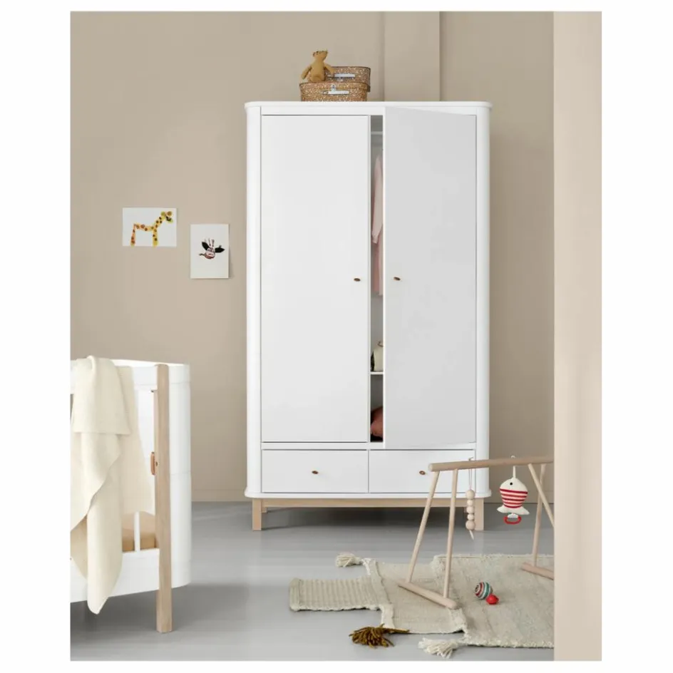 Clearance Oliver Furniture Armoire 2 portes en chêne | Blanc