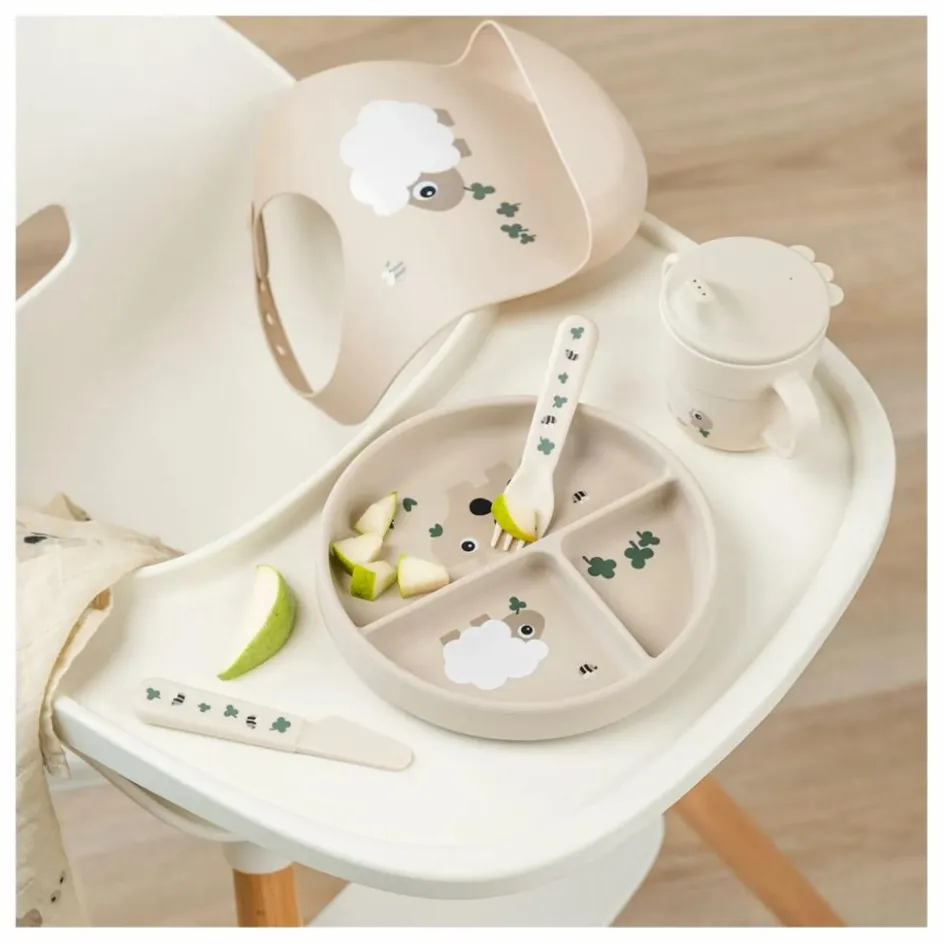 Sale Assiette compartimentée avec ventouse Tiny Farm | Premiers Repas|Puériculture