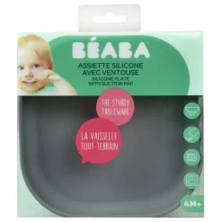 Discount Béaba Assiette en silicone | Gris anthracite