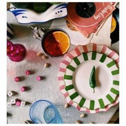 Anna + Nina Assiette rayée - 22cm | Vert