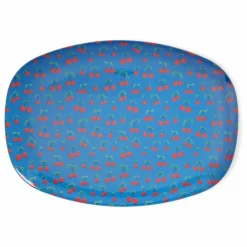 Best Rice Assiette rectangulaire en mélamine Cerises | Bleu roi