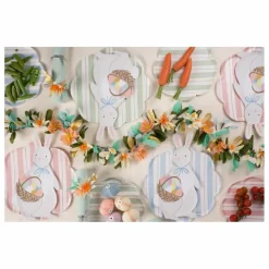 Enfant Meri Meri Décoration De Fête*Assiettes en carton Lapin avec son panier d'œufs de Pâques - Set de 8