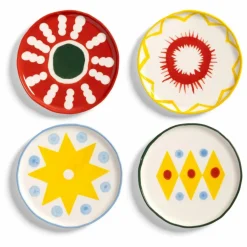 Hot &Klevering Assiettes en porcelaine Festivo - Set de 4 Multicolore