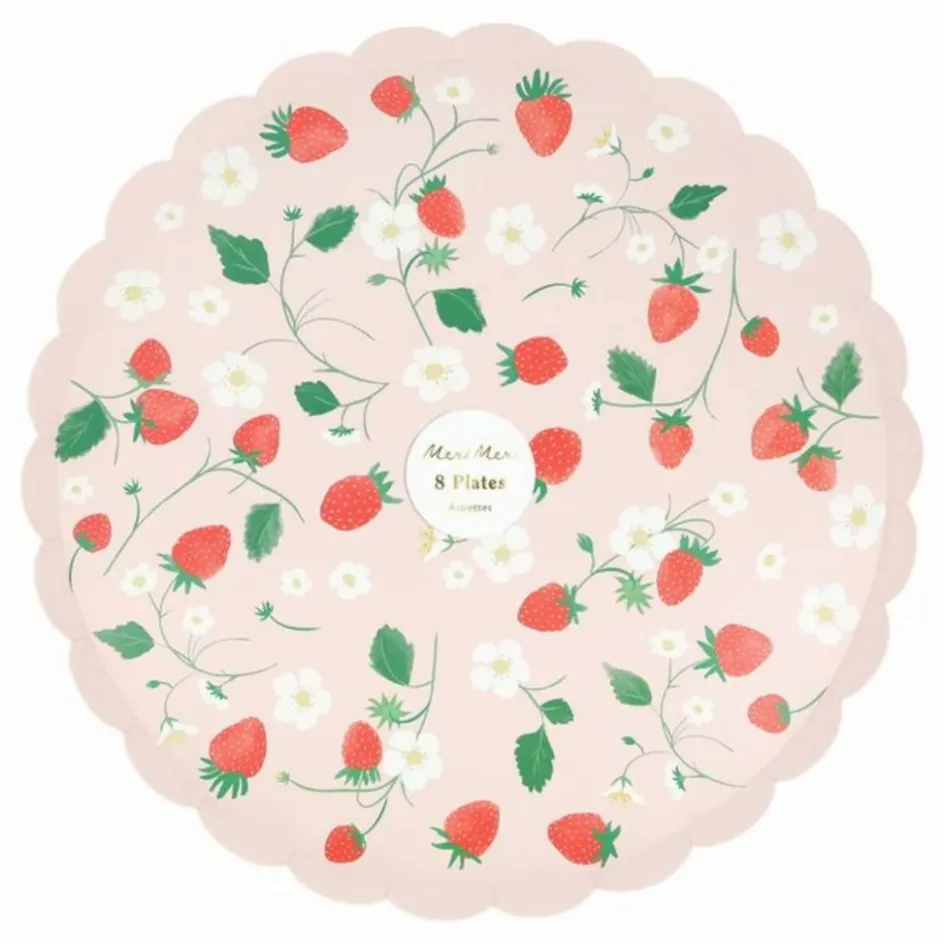 New Assiettes Fraises - Set de 8 Enfant Décoration De Fête