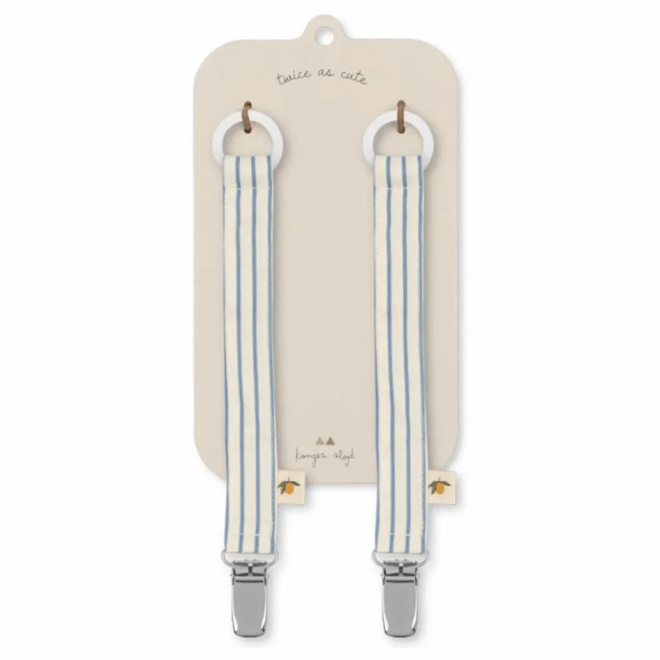Online Konges Sløjd Attaches-tétines Stripes - Set de 2 | Bleu
