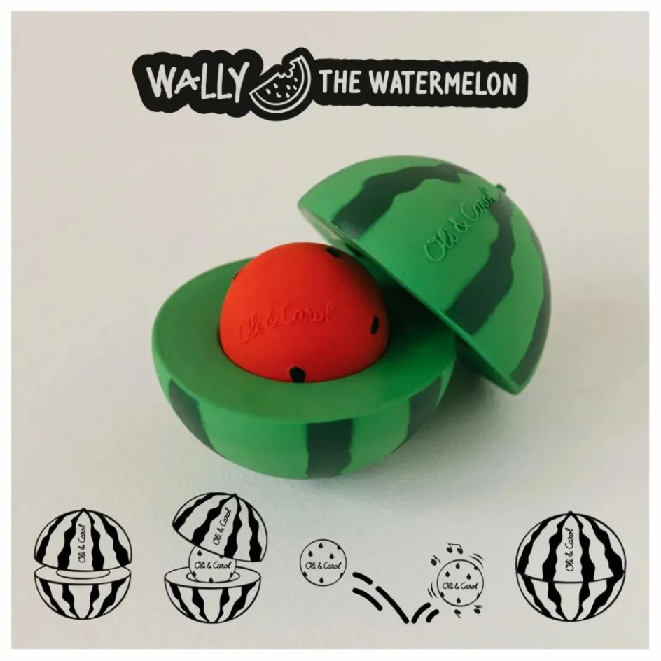 Oli & Carol Balle sonore 3 en 1 Wally la Pastèque| Hochets Et Anneaux De Dentition|Jouets D'Éveil