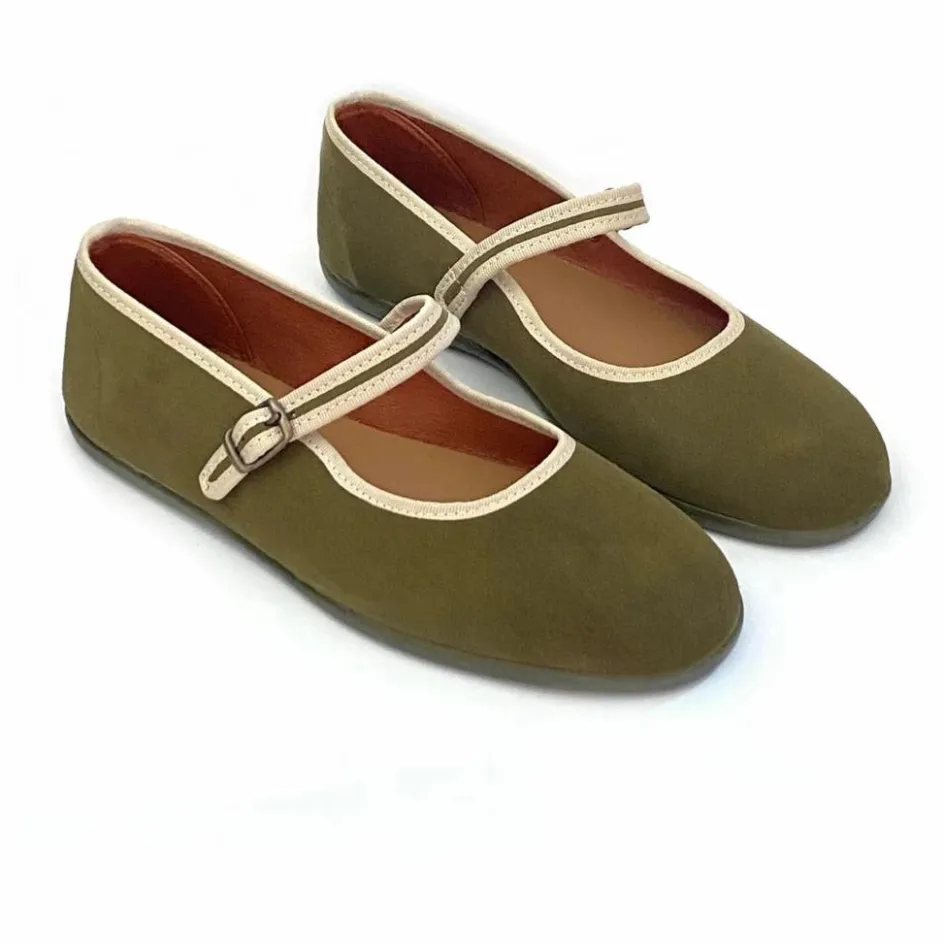 Discount Hermosilla Ballerines Honfleur - Collection Femme | Vert kaki