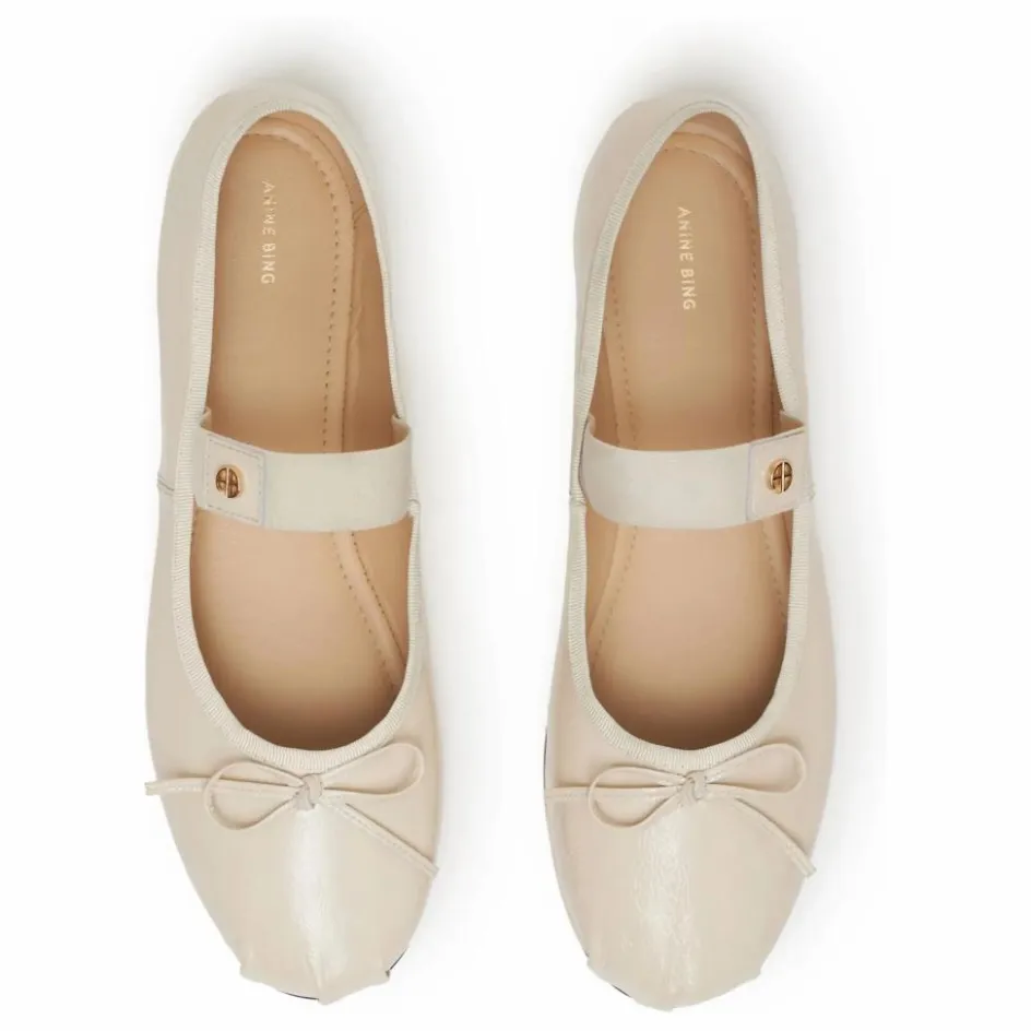 Sale Anine Bing Ballerines Jolie Cuir Craquelé | Ivoire