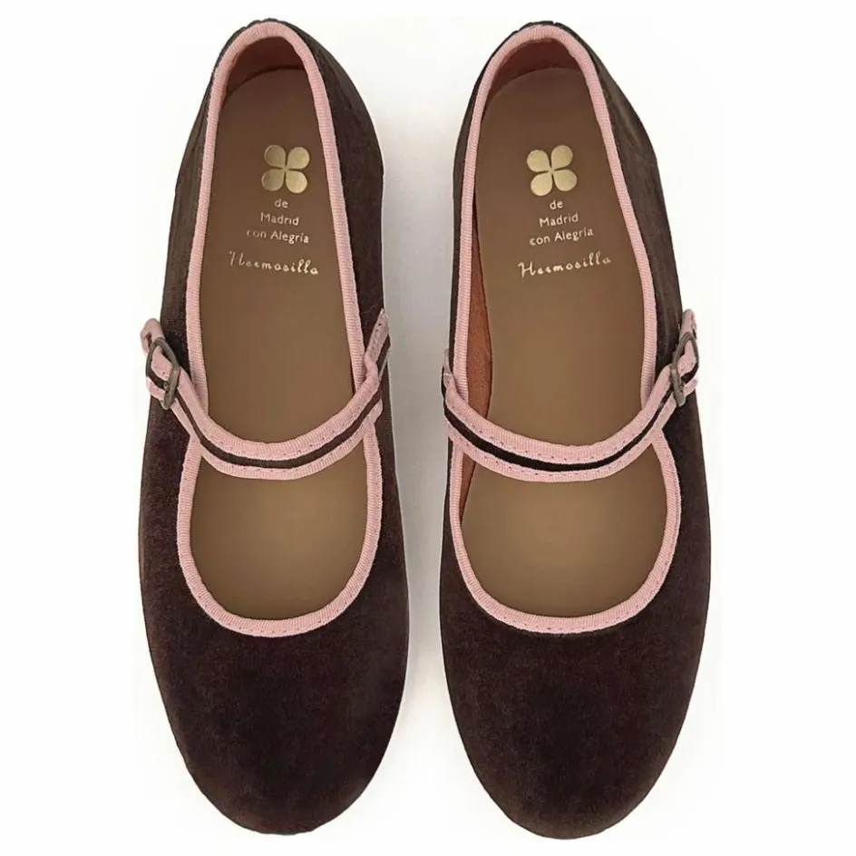 Hot Hermosilla Ballerines León Velours - Collection Femme | Chocolat