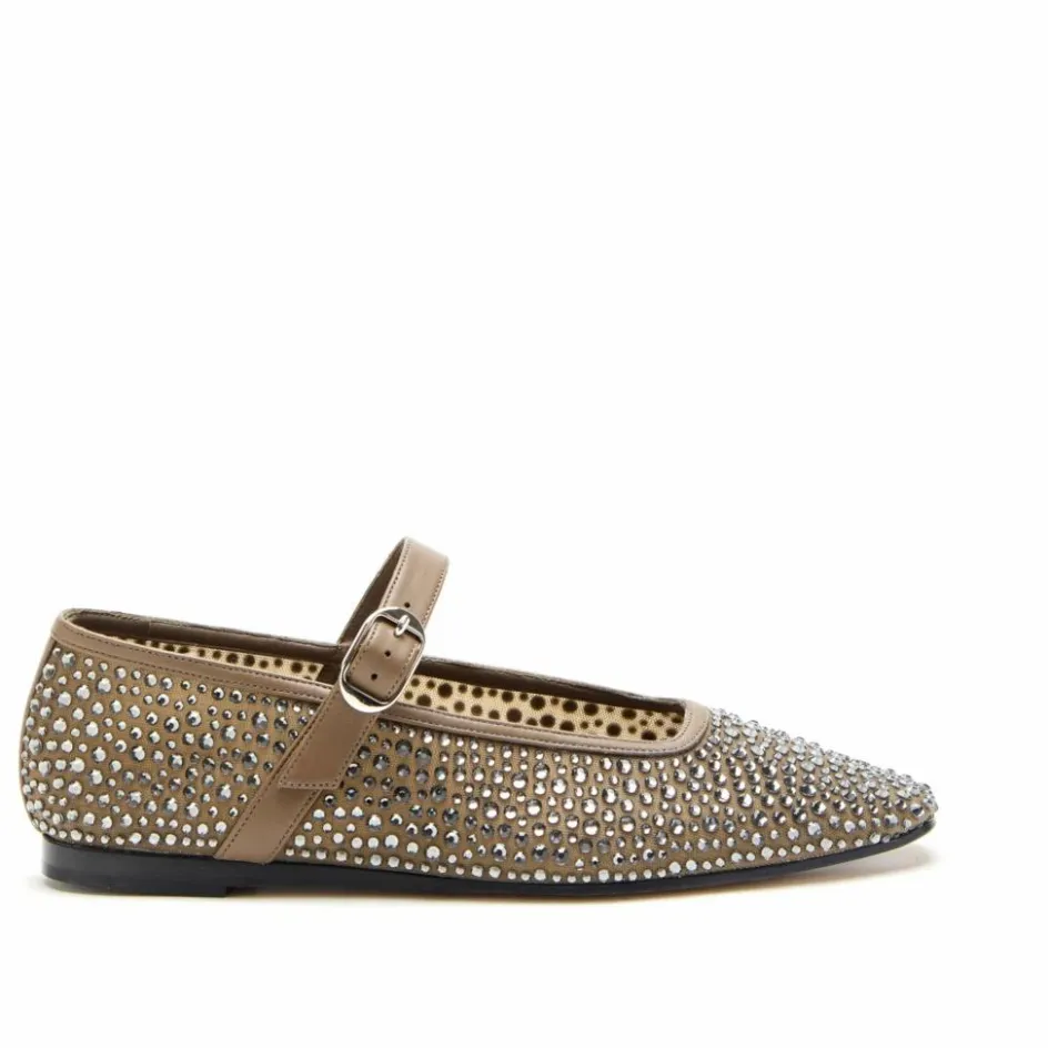 Online Le Monde Beryl Ballerines Mary Jane Mesh et Cristals | Beige