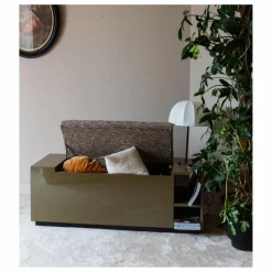 The Socialite Family Chaises, Tabourets, Bancs*Banc coffre Cameleon en bois laqué et tissu effet tweed |
