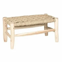Cosydar Banc en bois et feuille de palmier - L60 cm x H30 cm| Chaises, Tabourets, Bancs