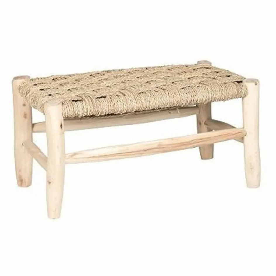 Cosydar Banc en bois et feuille de palmier - L60 cm x H30 cm| Chaises, Tabourets, Bancs