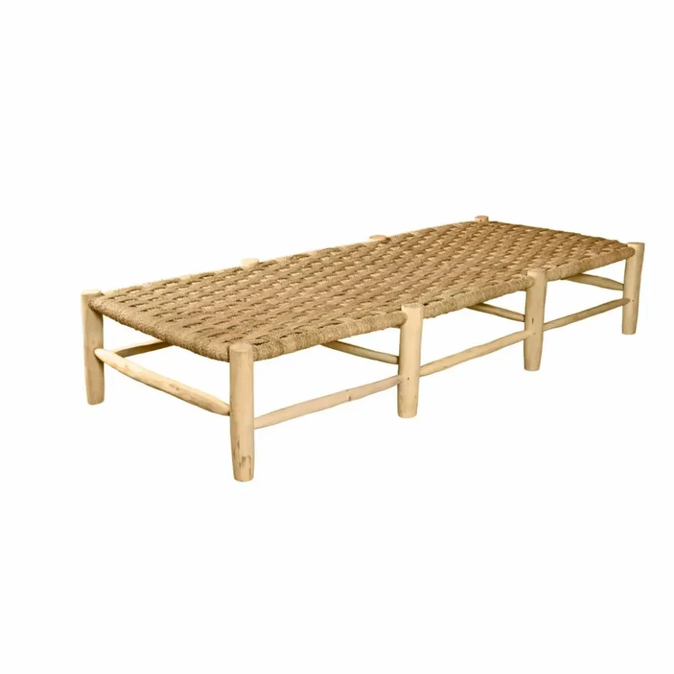 Discount Cosydar Banquette 8 pieds en bois brut et palme Naturel