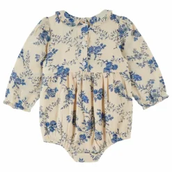 Clearance Emile et Ida Barboteuse Smockée Fleurie | Ecru