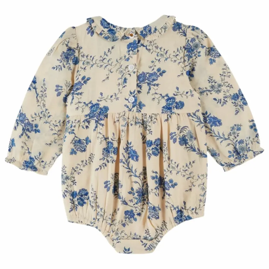 Clearance Emile et Ida Barboteuse Smockée Fleurie | Ecru