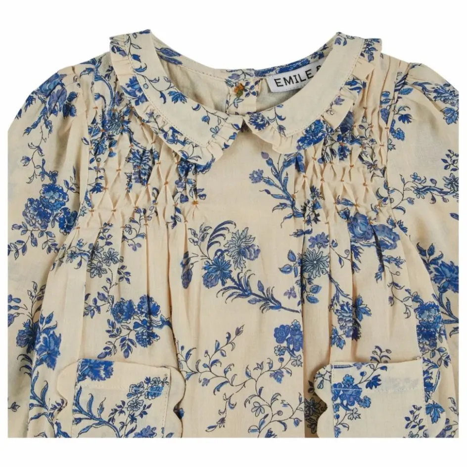 Clearance Emile et Ida Barboteuse Smockée Fleurie | Ecru