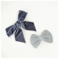 Discount Gentil Coquelicot Barrettes Rayé et Velours - Set de 2 | Bleu marine