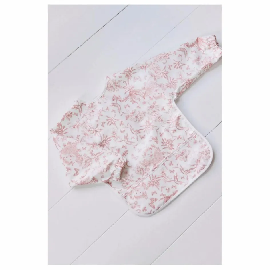 New Tartine et Chocolat Bavoir à manches enduit Toile de Jouy | Rose pêche