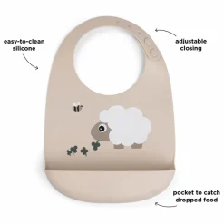Best Done by deer Bavoir en silicone Sheepy | Sable