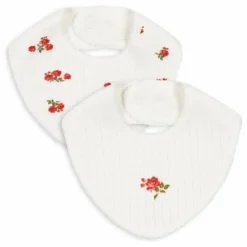 Konges Sløjd Bavoirs|Bavoirs, Langes*Bavoirs pointelle Rose Red - Set de 2 |