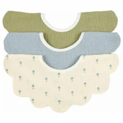 Soft Spot Bavoirs pétale Periwinkle en coton bio - Set de 3 || Bavoirs|Puériculture