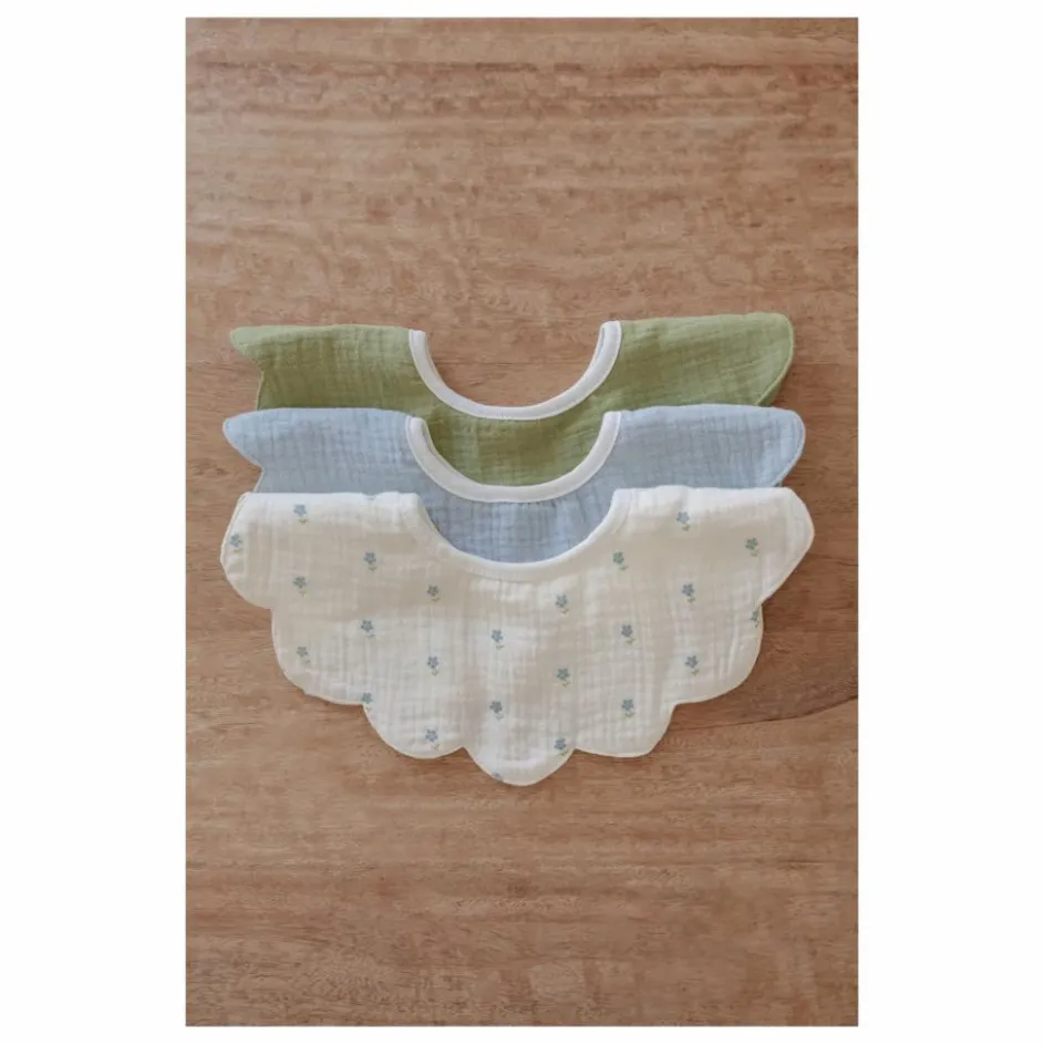 Soft Spot Bavoirs pétale Periwinkle en coton bio - Set de 3 || Bavoirs|Puériculture