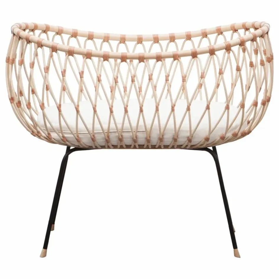 Bermbach Handcrafted Berceau Emil en rotin - Liens cuir| Berceaux|Lits Bébé