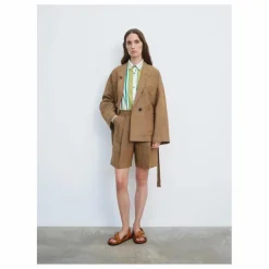Clearance Pomandère Bermuda Lin et Coton | Taupe