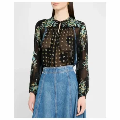 Hot Ulla Johnson Blouse Aster Soie | Bleu nuit