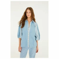 Farm Rio Blouse Bicolore Denim | Bleu