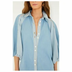 Farm Rio Blouse Bicolore Denim | Bleu