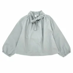 New Longlivethequeen Blouse Bow Coton Bio | Gris clair