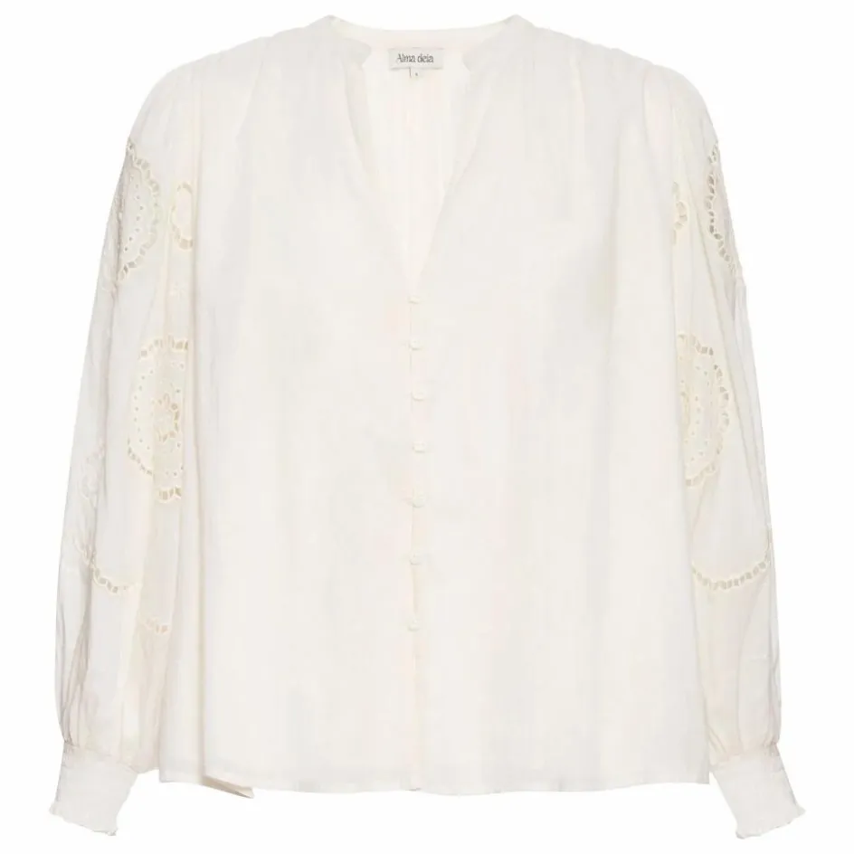 Sale Alma Deia Blouse Brodée en Coton Bio | Blanc cassé