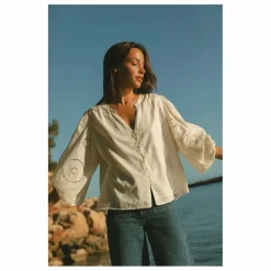 Sale Alma Deia Blouse Brodée en Coton Bio | Blanc cassé