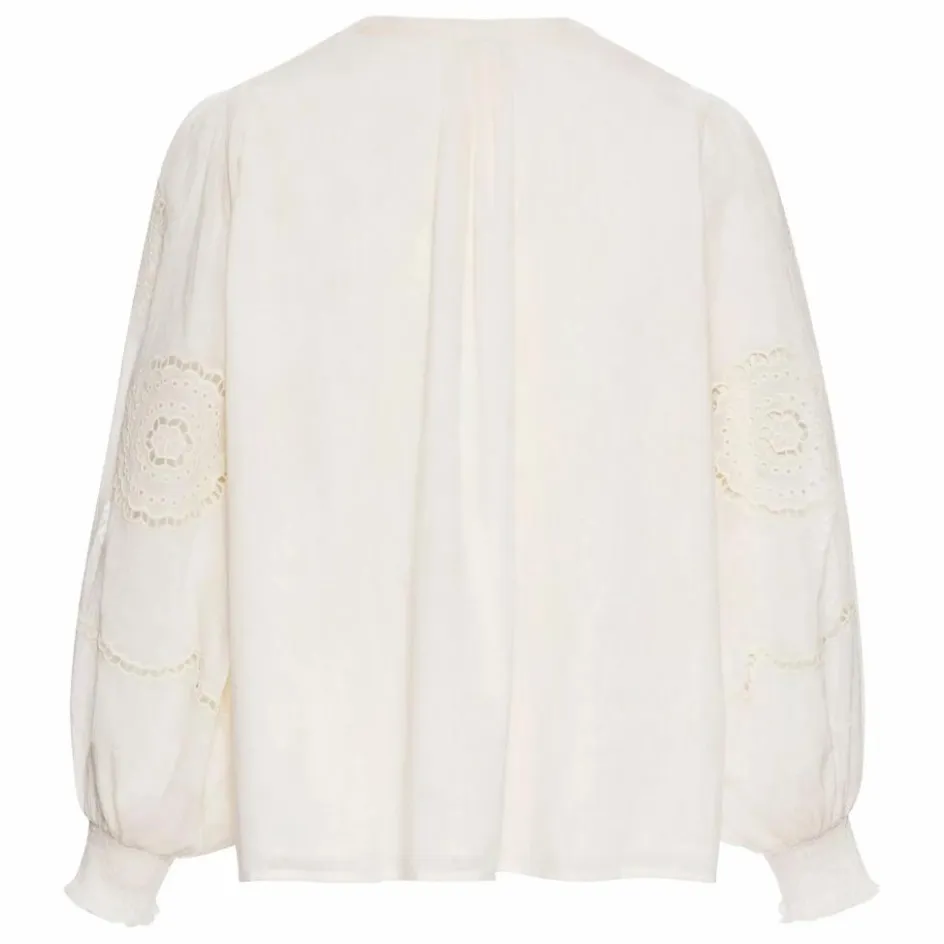 Sale Alma Deia Blouse Brodée en Coton Bio | Blanc cassé
