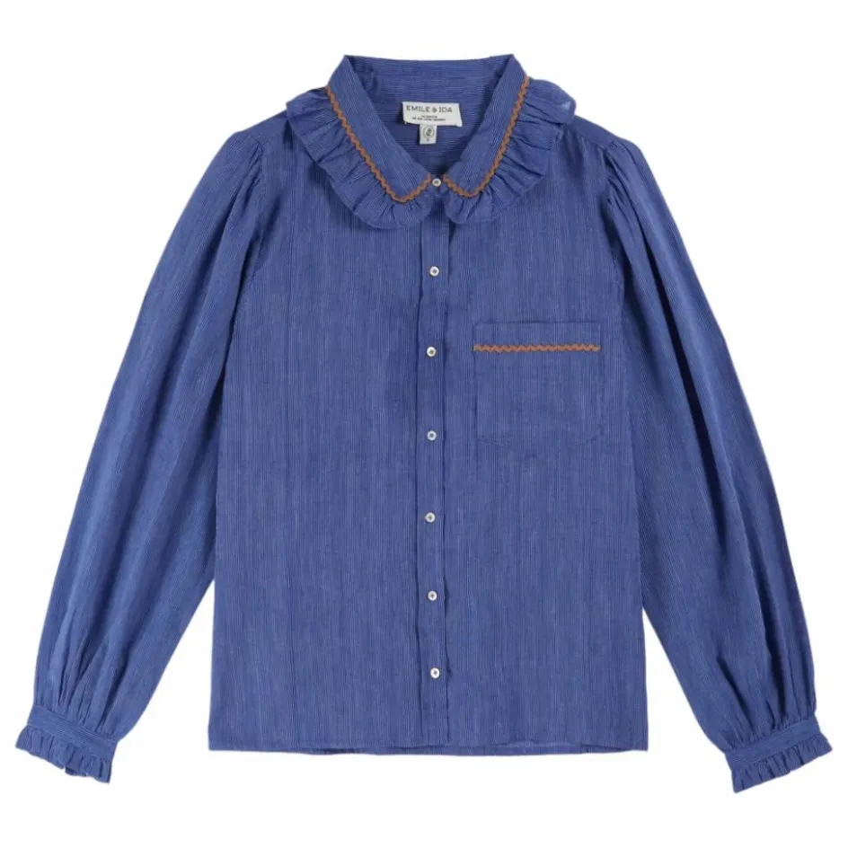 Clearance Emile et Ida Blouse Cassandre Rayée | Bleu